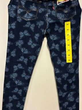 Levi’s Girls' Navy Butterfly Print Jeans